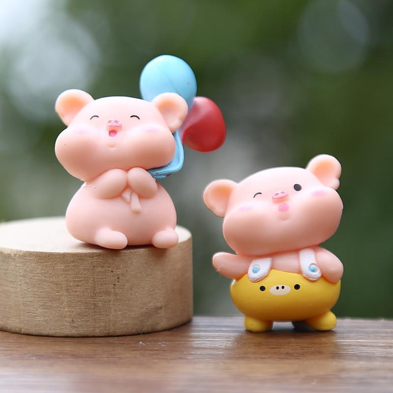 Moon Pig Pvc Animal Model Toy Creative Micro Landscape Miniature Desktop Display