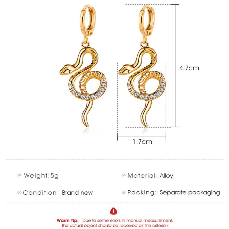 1 paire de boucles d'oreilles pour femmes, boucles d'oreilles longues en forme de serpent, de personnalité européenne et américaine, entièrement en diamant, de luxe