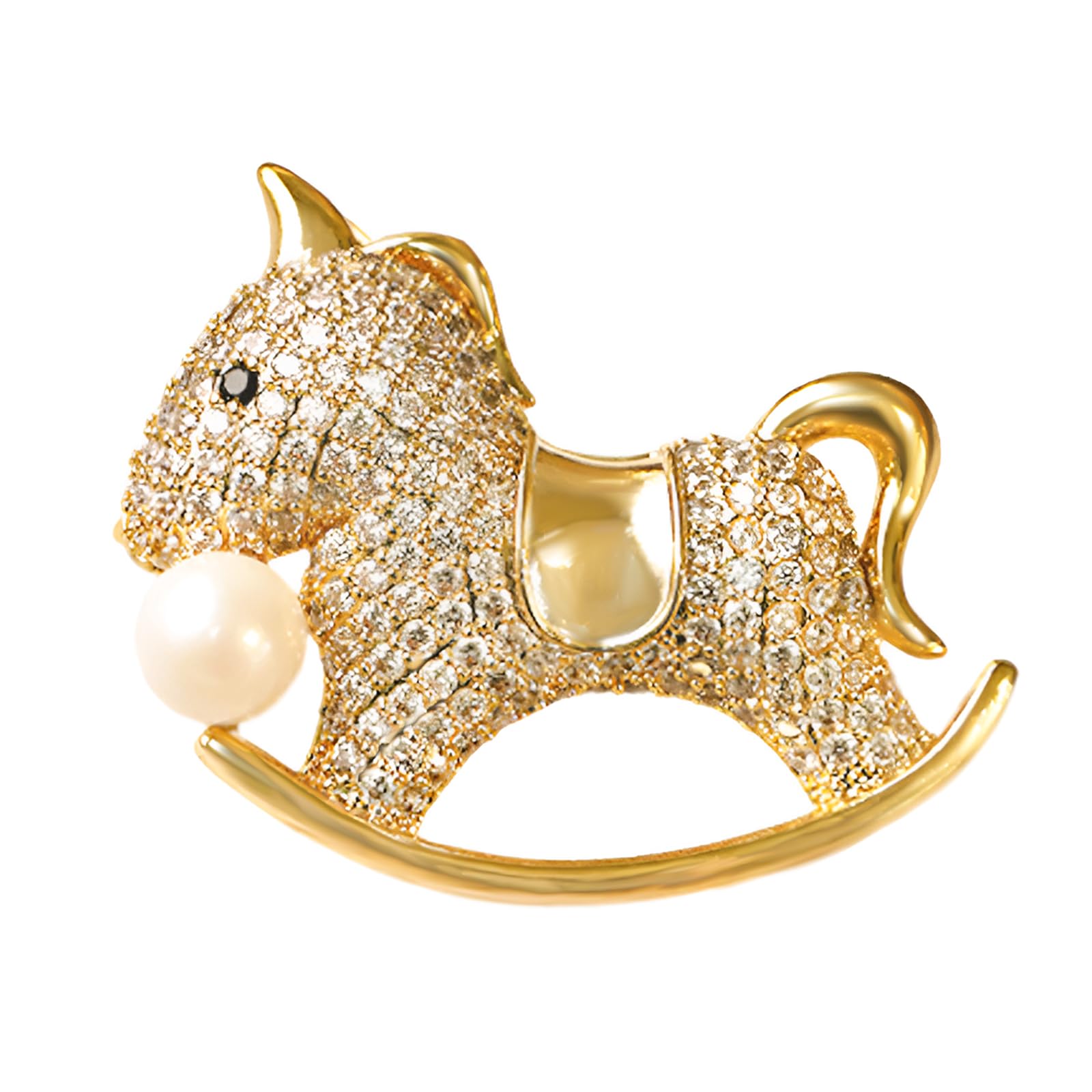 

Small rocking horse motif natural saltwater pearl chest accessory [Orange Symbol] 6-7mm women s brooch, decoration, jewelry, золотий