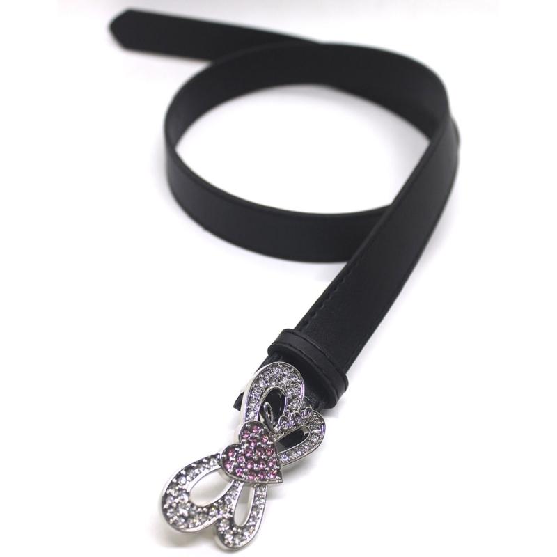 Shinning Rhinestone Waist Belts with Heart&Butterfly Buckle for Rock Fan Adjust Belt for Teens Female Jeans Skirt