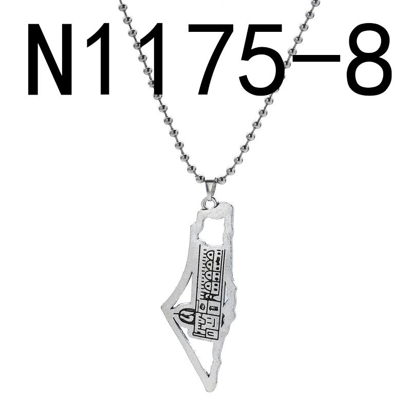 Jewish Israel Country Map Stainless Steel Gold Color Pendant Necklace For Men Women Arabic Choker Chain Amulet Jewelry Gift