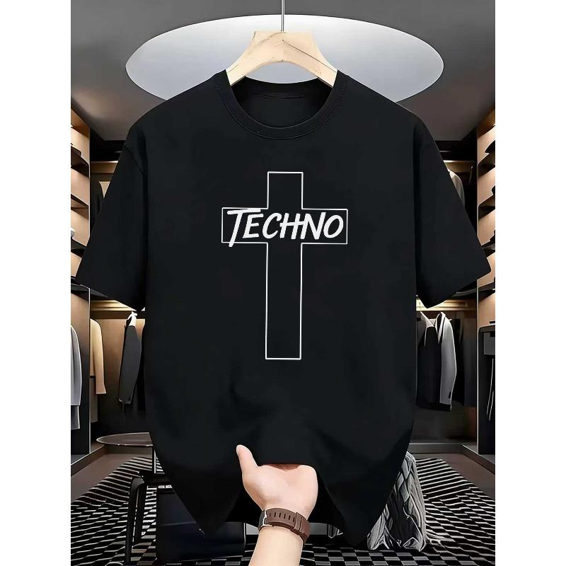 European Size Men'S Graphic Print Crew Neck T-Shirt | European and American Street Style, Soft Medium-Stretch, Regular Fit, Comfortable and Versatile