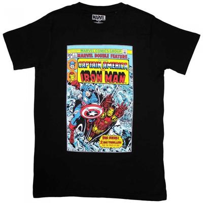Marvel Comics Unisex Adult Captain America & Iron Man Comic Cover T-Shirt