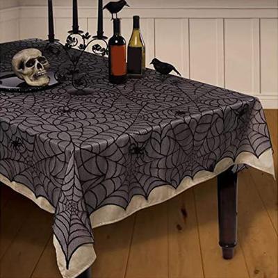 Τραπεζομάντιλο Halloween Lace Spider Web Ρεαλιστικό σχέδιο κρανίου για τρομακτική ατμόσφαιρα Τέλεια διακόσμηση πάρτι