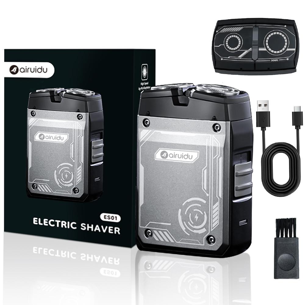 

Электробритва USB перезаряжаемая с двойным лезвием, механический внешний вид, портативная, для сухого и влажного бритья, триммер для бороды, режущий элемент, мужская бритвенная машинка чёрный