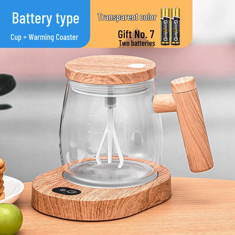 Tazza in Vetro con Mescolatore Automatico e Coperchio per Caffè, Latte e Latte di Soia