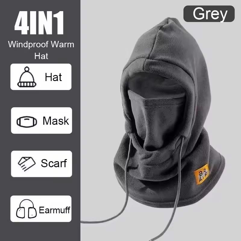 Winter Warm Hooded Hat Windproof Thickened Polar Fleece Ski Cycling Neck Cover Mask Men Women Thermal Outdoor Sports Head Cover