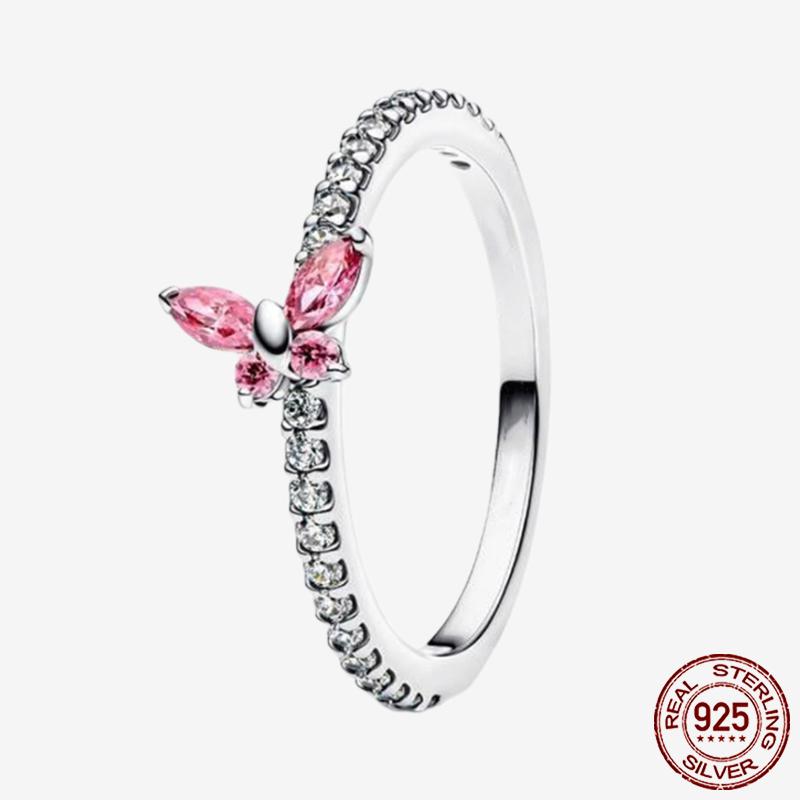 Princess Tiara 925 Silver Sparkling Butterfly Heart Rings For Women DIY Jewelry,Gift, Wedding