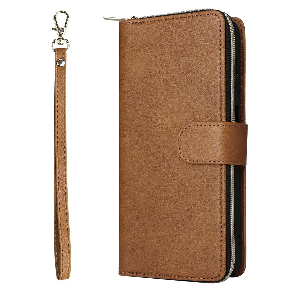 For Samsung Galaxy S26/S26 Pro Case Zipper Pocket 9 Card Slots PU Leather Phone Cover with Hand Strap