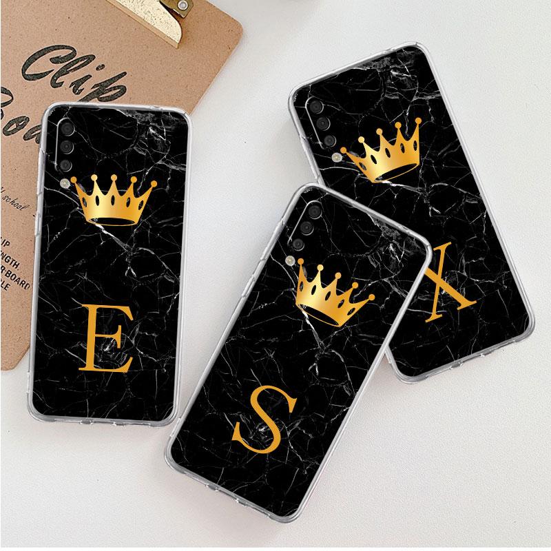 

Case for Samsung Galaxy A01 A02 A02s A20e A20s A32 A21s A12 A22 A72 A10 A52 A51 A71 A50 A70 A30 Gold Crown Letter Queen Coque
