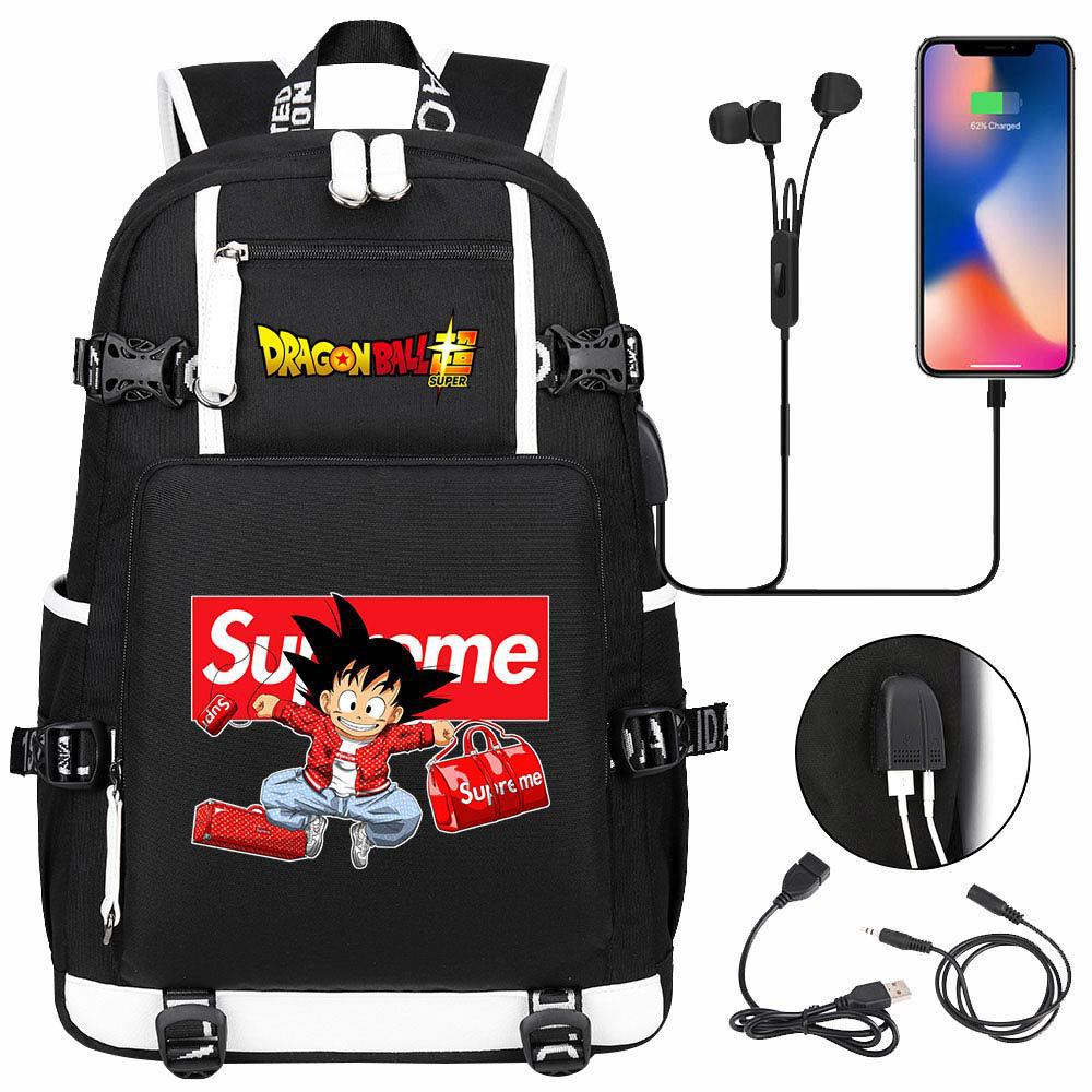 Vegeta Sun Wukong Dragon Ball Ultra USB Headphones Teen Student School Bag Men's and Women's Leisure Travel Backpack