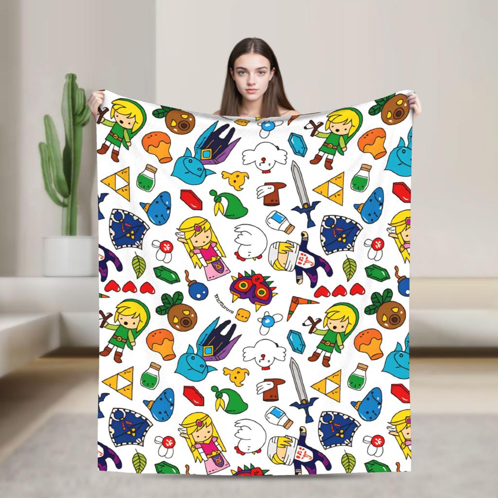 Link Cartoon Z-Zeldas Soft Warm Blanket Decorative Plush Throw Blanket Aesthetic Couch Chair Flannel Bedspread Sofa Bed Cover