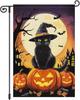 Louise Maelys Halloween Garden Ag Black Cat Witch Hat Pumpkin 12x18 Inch Double Sided Boo Moon Holiday Seasonal Fall Autum