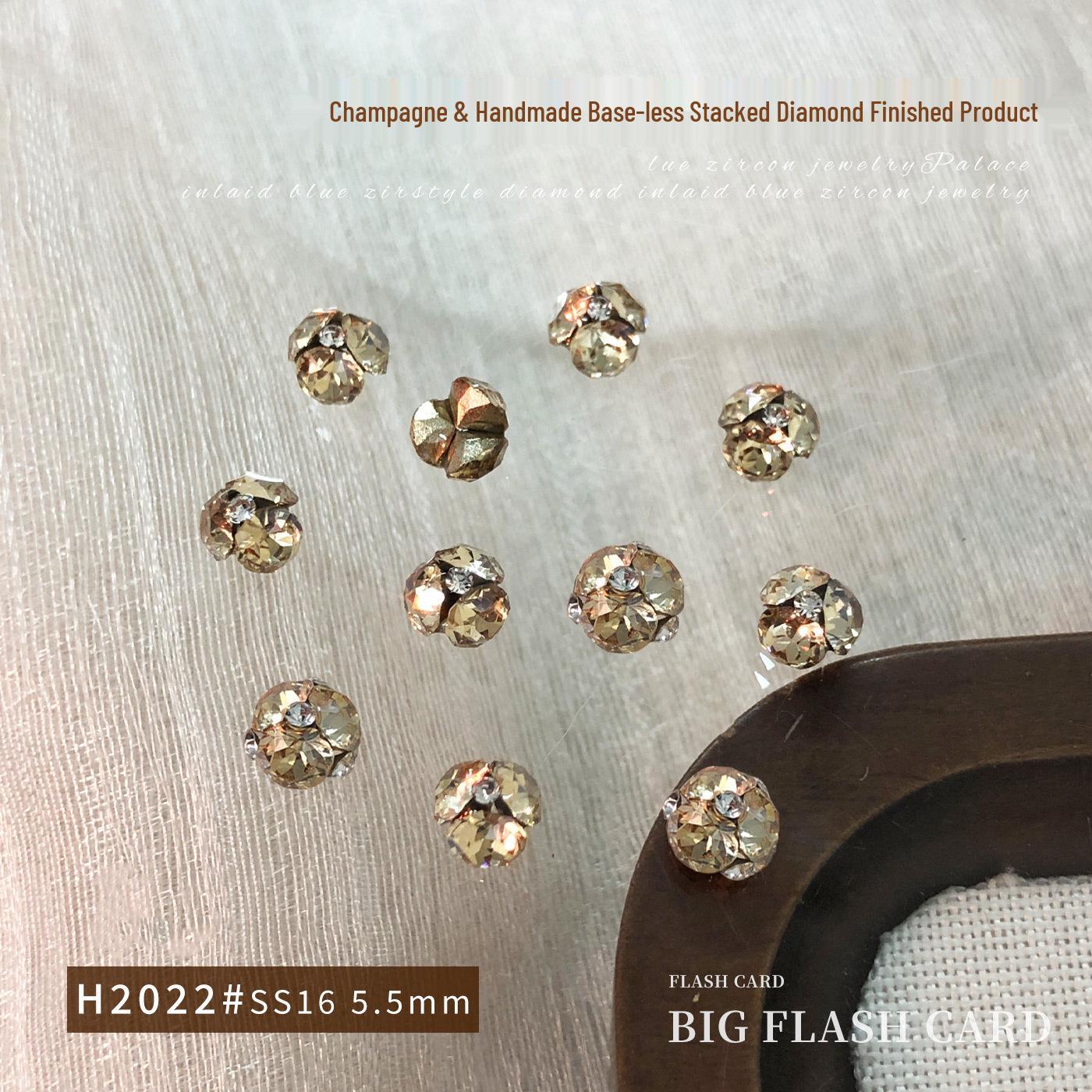 Champagne Bottomless Tray Drill Ball Nail Art Decorations - High-Grade, Super Flash, Wearable Nail Accessories