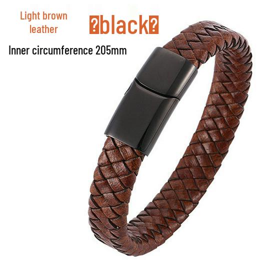 Men's Retro Genuine Leather Bracelet with Magnetic Buckle