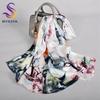 BYSIFA|Winter Blue Red Silk Shawl Scarf New Floral Long Scarves Hijabs Printed Fashion Accessories Brand Head Neck Scarves Wraps