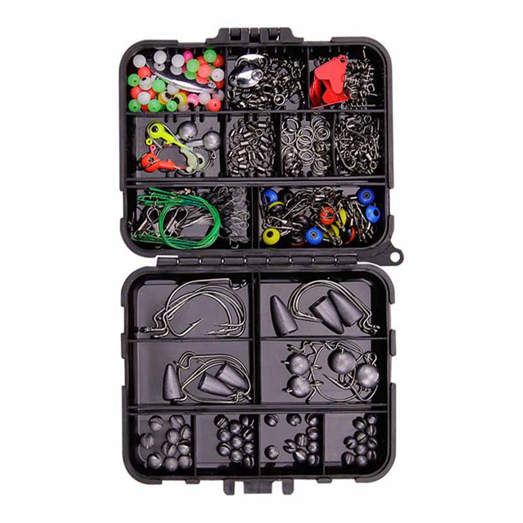 257PCS Fishing Lure Set Metal ABS Corrosion Resistance Anti Winding Fishing Hook Kit for Outdoor with Black Storage Box