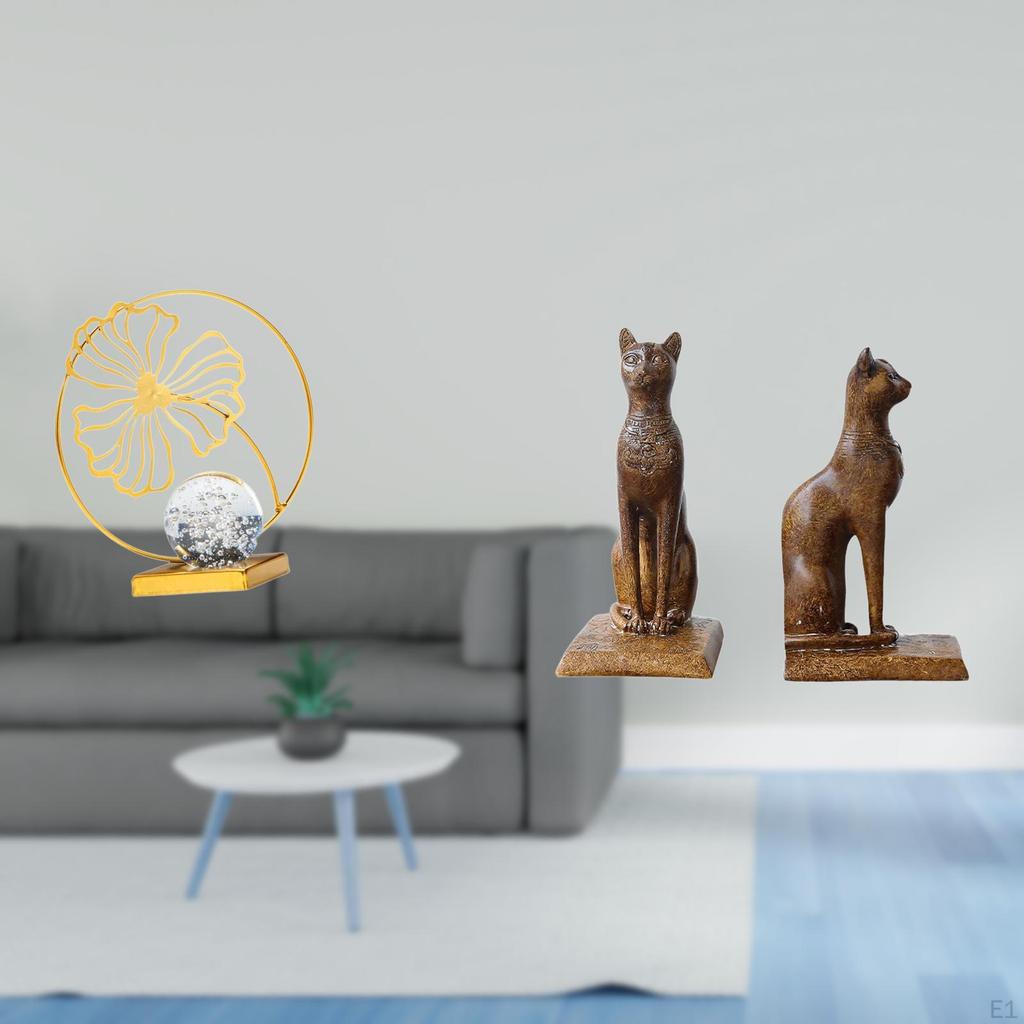 Statue Iron Figurine Cat Decorative Collectible Ornament Sculpture Bookends Book Shelf Holders