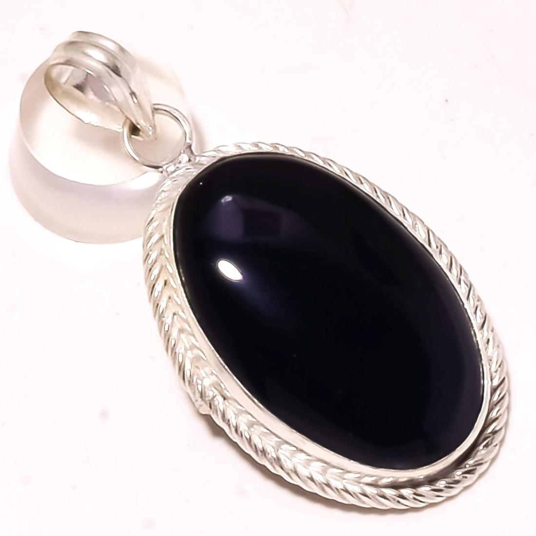 

Black Onyx Gemstone Pendant Handmade Ethnic Unique Design Jewelry 1.9 v9I10