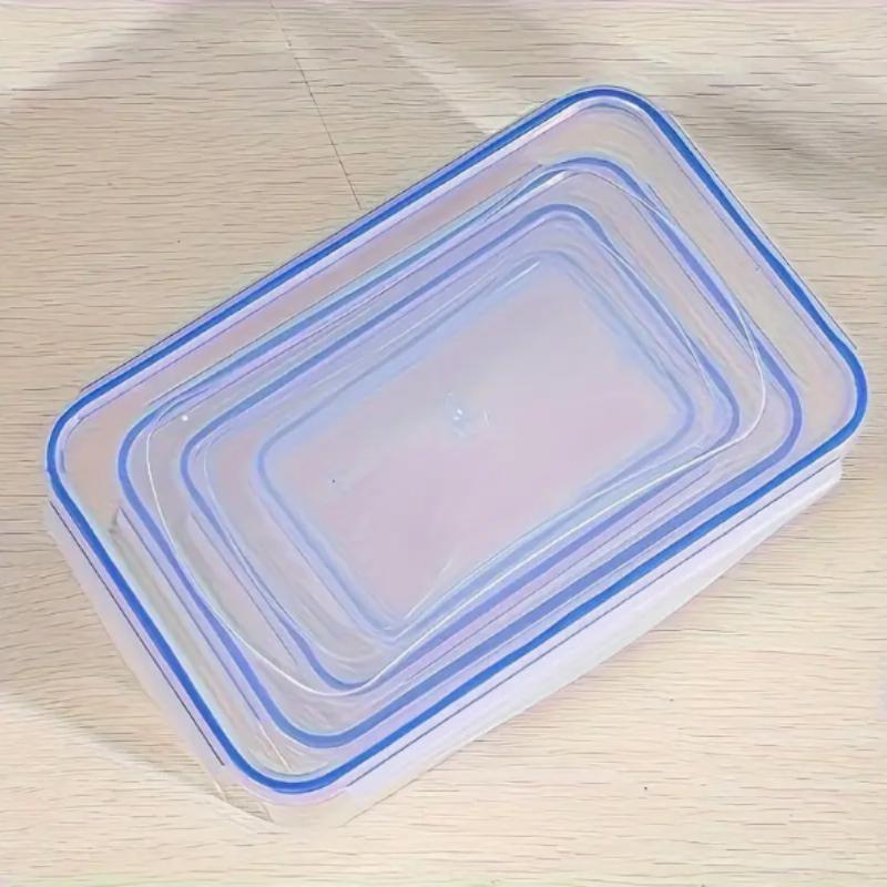 4Pcs Refrigerator Storage Box Food Containers Plastic Fresh-Keeping Box With Lid Portable Storage Box Kitchen Organization