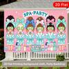 2D Spa Party Backdrop, Pink Cartoon Girls Skincare Photo Background Cloth for Birthday Party Decoration
