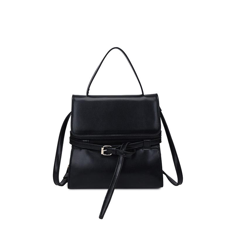 Mini Structured Crossbody Bag with Top Handle and Belt Detail Elegant Women's Shoulder Bag for Daily Use and Fashion Outings