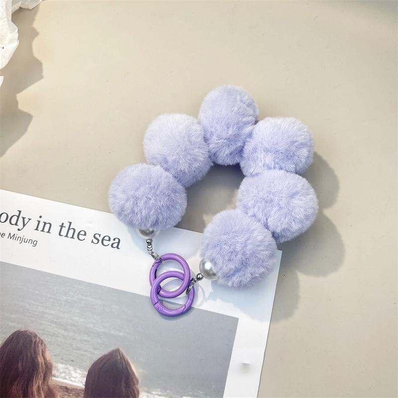 

Красочный милый плюшевый чехол для телефона с цепочкой из шариков, украшение на сумку, подвеска, шнурок против потери, креативный милый брелок, подарки