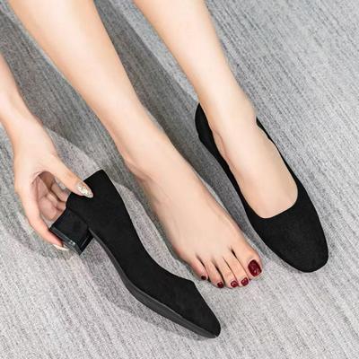 Scarpe col tacco alto di alta qualità per donna, novità primavera e autunno 2025, versatili, nere, professionali, da lavoro, punta quadrata, tacco sottile, non stancano i piedi si