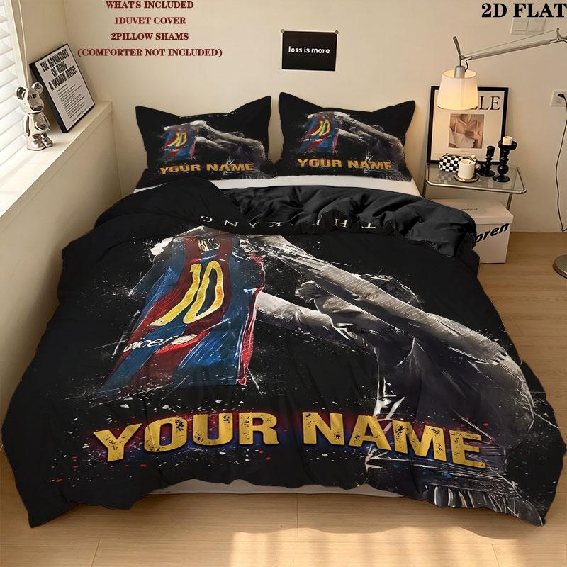 Lionel Messi Bedding Quilt Set Quilt Cover Pillowcase Home Decoration Birthday Gift (1 * duvet cover + 2 * pillowcase, without core)
