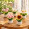 Gehäkelte Blume Dekoration Handgemachte Topfdekoration, Gestrickte Künstliche Sonnenblume Schreibtisch Dekorative Garn Dekoration, Geschenk für Frauen, Mama, Lehrer, Freundin,