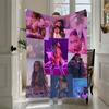Custom 1Pc Ariana Grande Throw Blanket - Soft Flannel All-Season Luxury Blanket With Purple-Pink Stage Outfits, Machine Washable