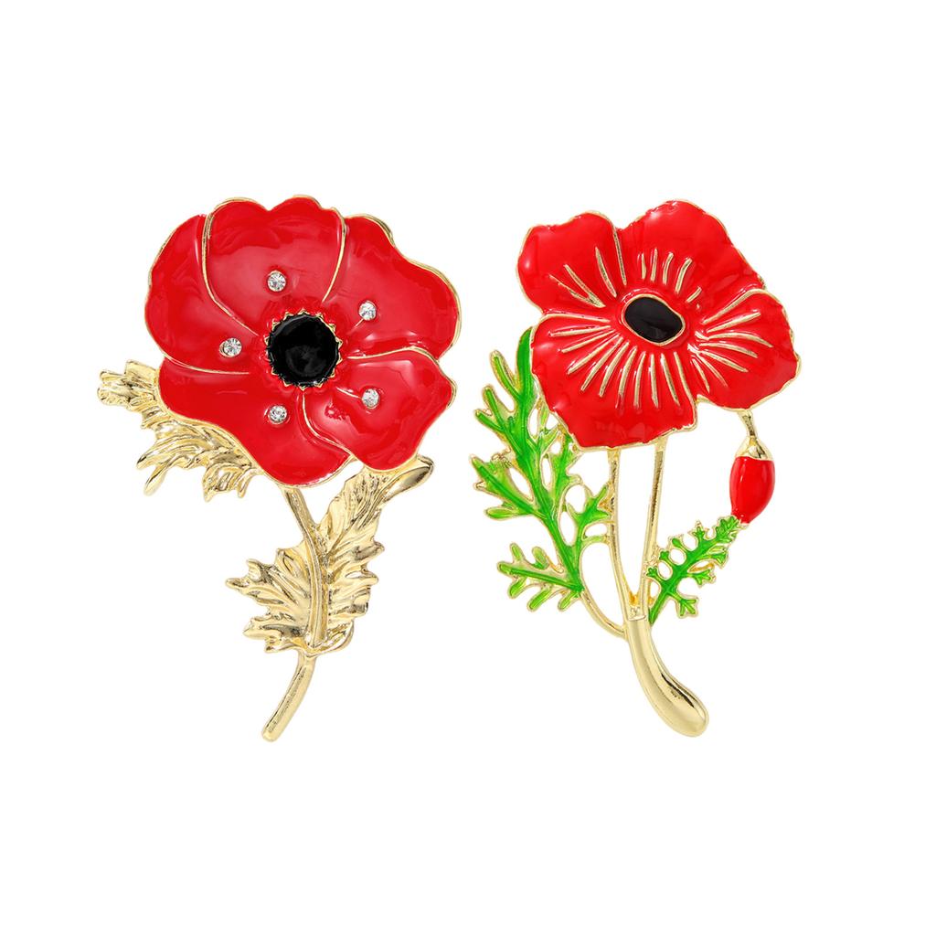 Broche Artistique Fleur de Coquelicot Rouge Fait Main Émail Broche Coquelicot Fleur Épinglette Charme Pour Femmes Accessoires de Fête
