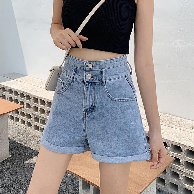 Wowen Classic and Minimalist Fashion Versatile Ultra-high Waist Female Summer Loose Thin Wide-legged Rolled Denim Shorts Individuality and Trendiness