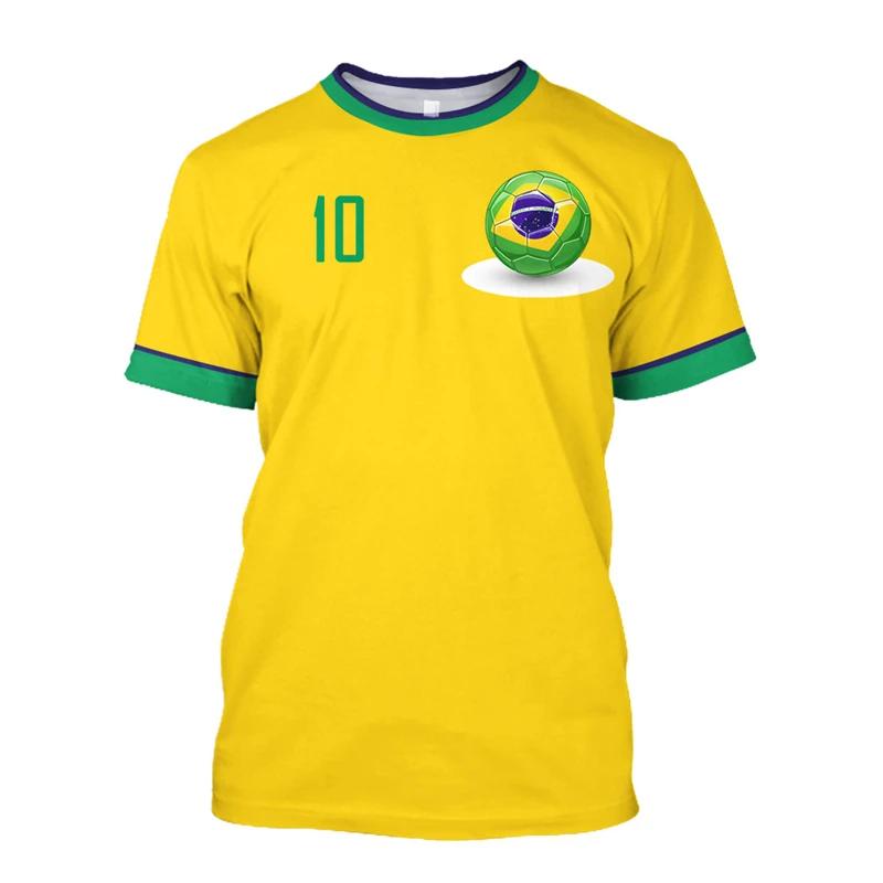 Brazilian football summer fashion short-sleeved 3D Brazilian flag printed T-shirt Casual sports top men's clothing