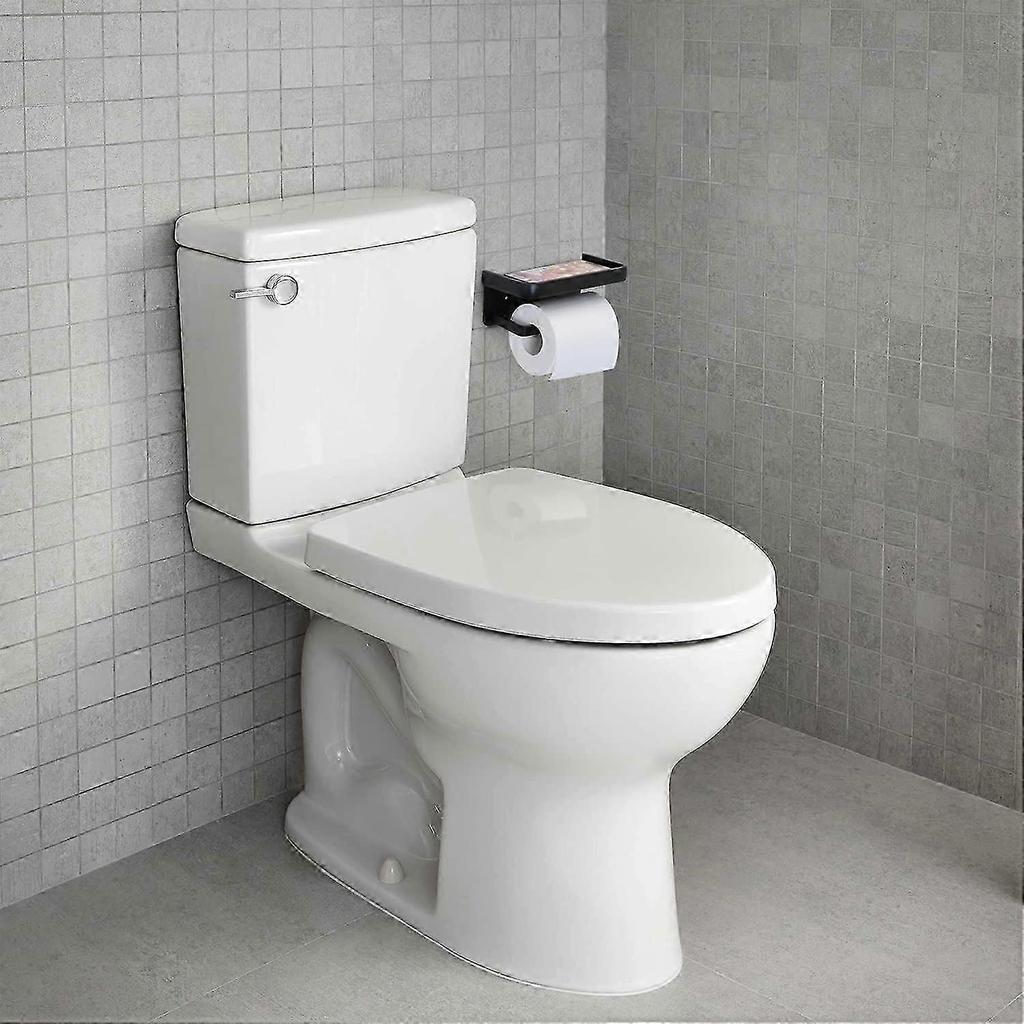 Wall-Mounted Toilet Paper Holder with Shelf Without Drilling Aluminum Adhesive Toilet Paper Holder Toilet Paper Roll Holder