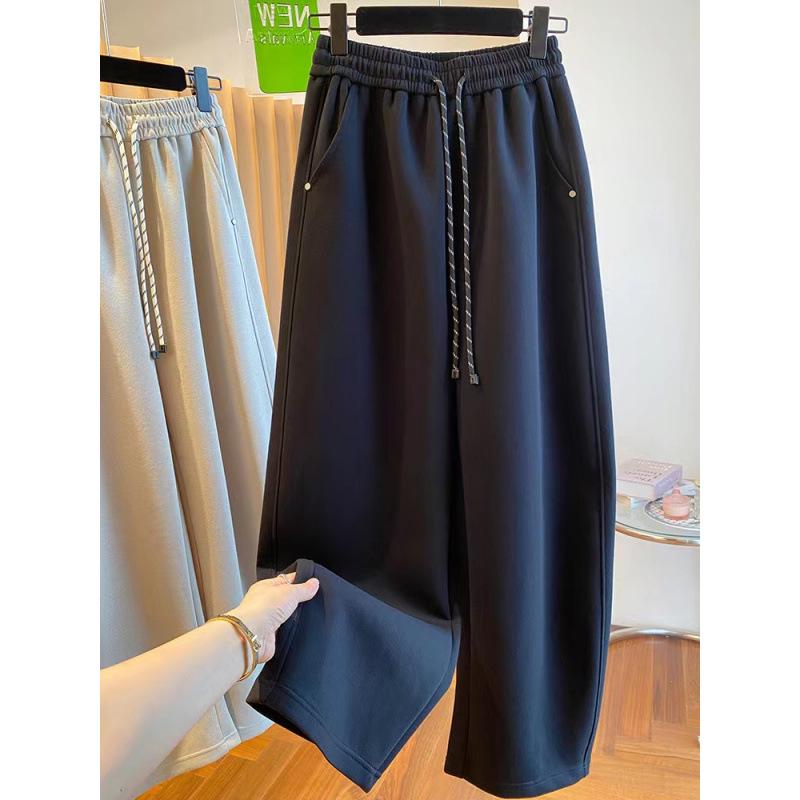 2025 Autumn/Winter Knit Cotton Slimming Fisherman Pants - Women s Commuting Fashion 2XL чёрный