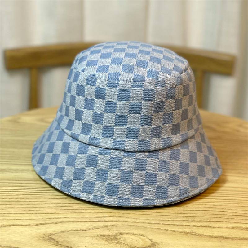 New Japanese Style Denim Fisherman Hat Women's Spring Autumn Plaid Grid Net Red Versatile Face-lifting Small Summer Bucket Basin Hat