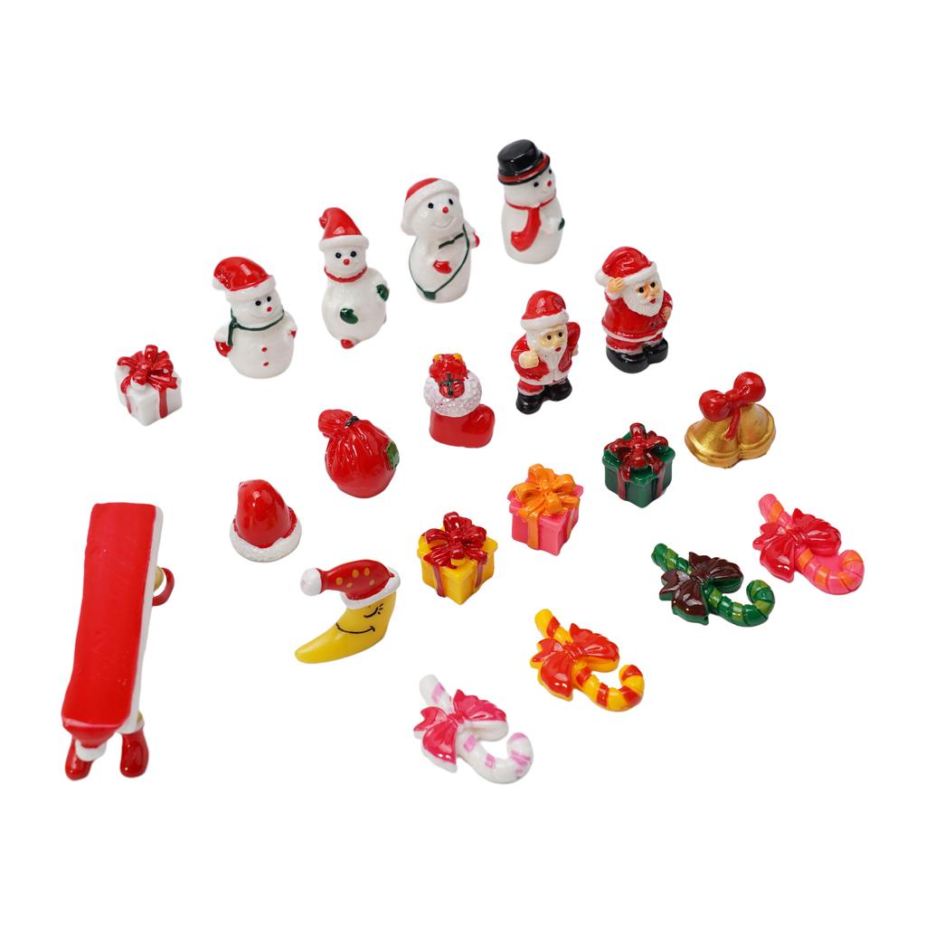 20pcs Resin Christmas Ornaments Miniature Pendant DIY Figurine Accessories Kit Bells Snowmen Santa Claus Christmas Hats