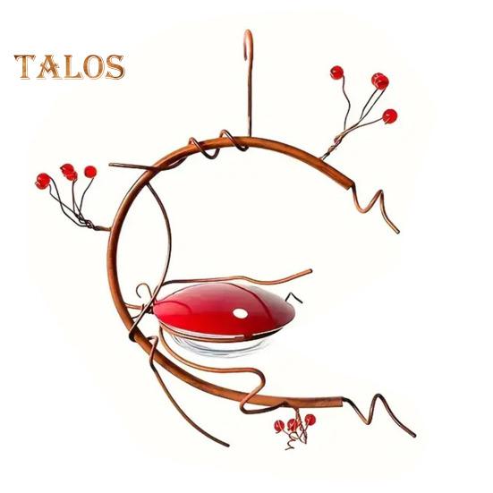 

Кормушка для колибри для улицы, подвесная железная кормушка для диких птиц с защищенными от пчел отверстиями для кормления, для крыльца, заднего двора, садового декора красный