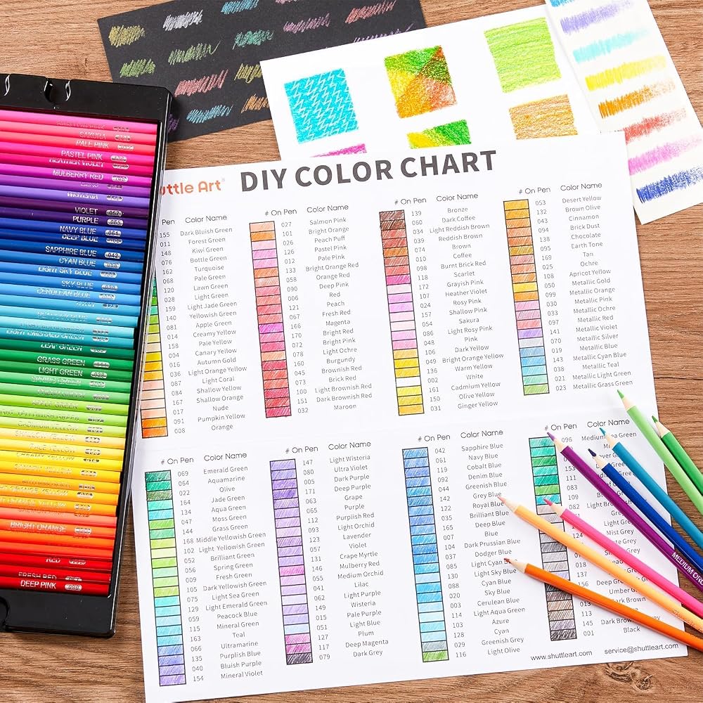 Shuttle Art 172 Colors Oil-Based Colored Pencils Set for Adult Coloring, Metallic, Drawing, Sketching