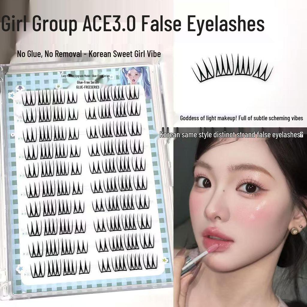 Korean Girl Group 3.0 U-Shaped Glue-Free Natural False Eyelashes – Thin Strips for a Clear, Pure Look