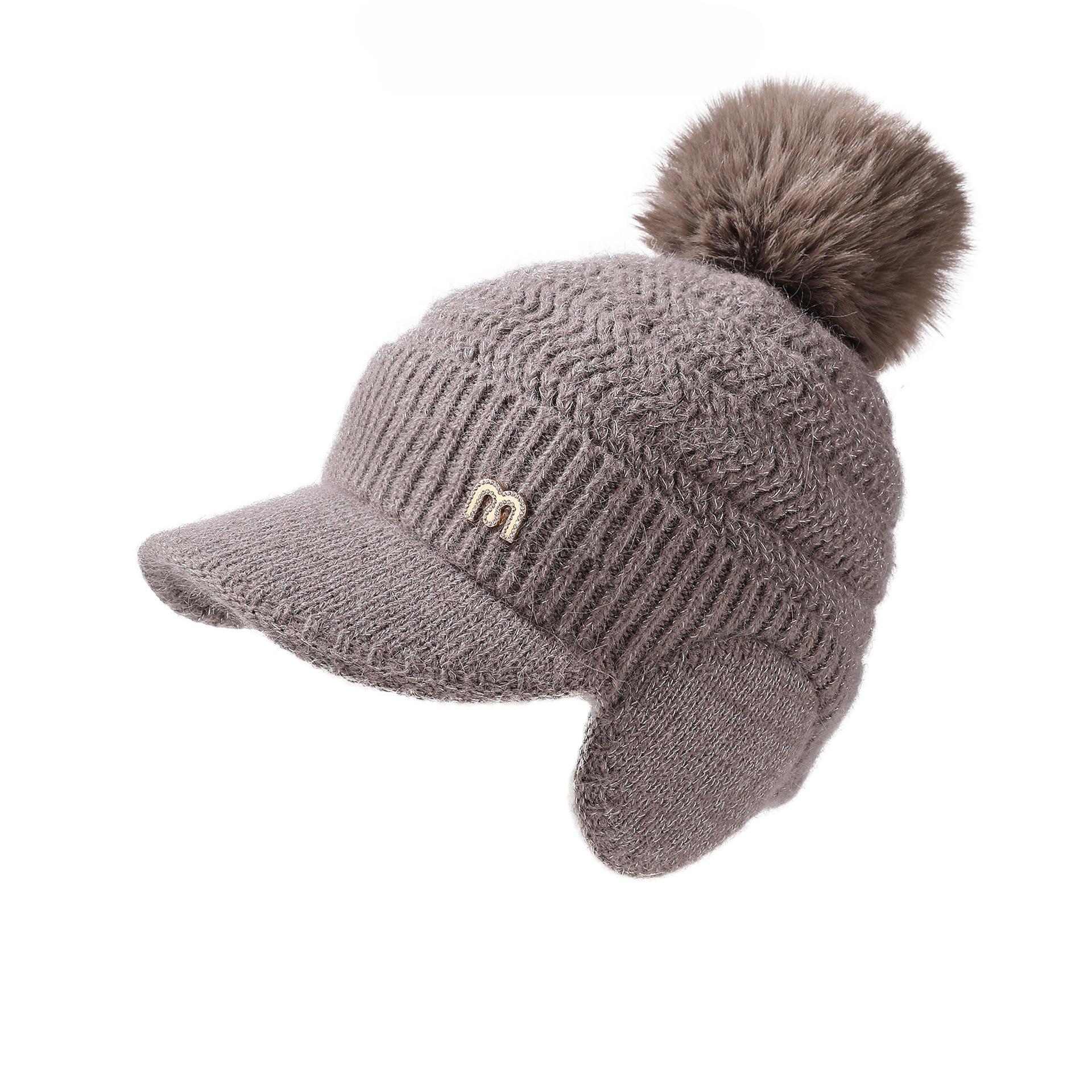 

Зимняя Новая Утолщенная M Стандартная Защита Ушей Бейсболка Женская Уличная Теплая Защита Лица Вязаная Шапка хаки