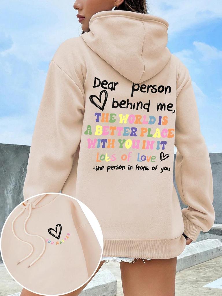 Felpa con cappuccio Dear Person Behind Me Donna Lettere Colorate Pile Caldo Donna Felpa con cappuccio Fodera in pelliccia Primavera Autunno Felpe Y2K Top Casual