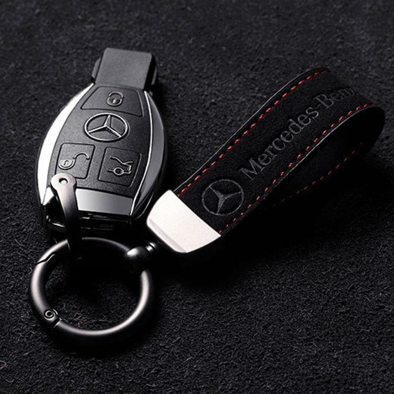 Suede Car Key Rings Man Women Keychains Holder for Mercedes Benz W205 W222 W210 W211 W124 W176 W203 W204 W212 CLA CLK GLC A200