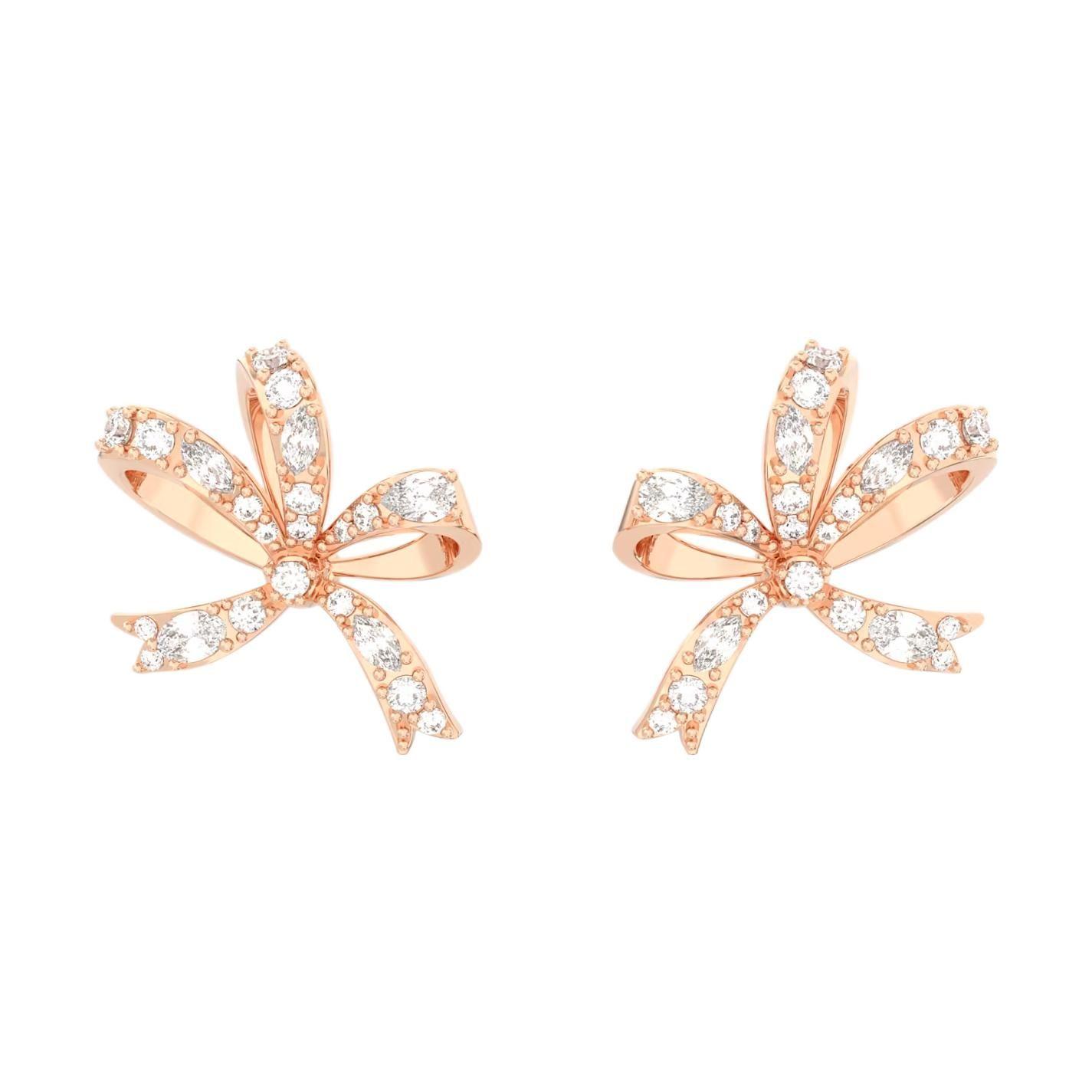 Swarovski Volta Bow Cubic Zirconia Stud Earrings Women earrings 5647572 Box (Random Color)
