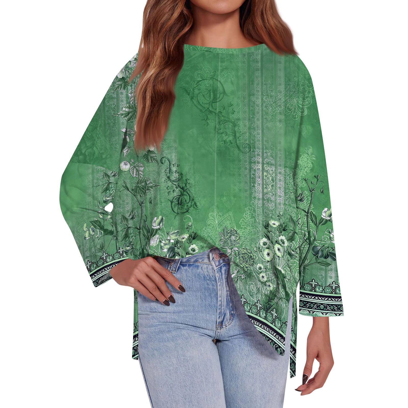 Женская модная свободная футболка большого размера с круглым вырезом — фото 6