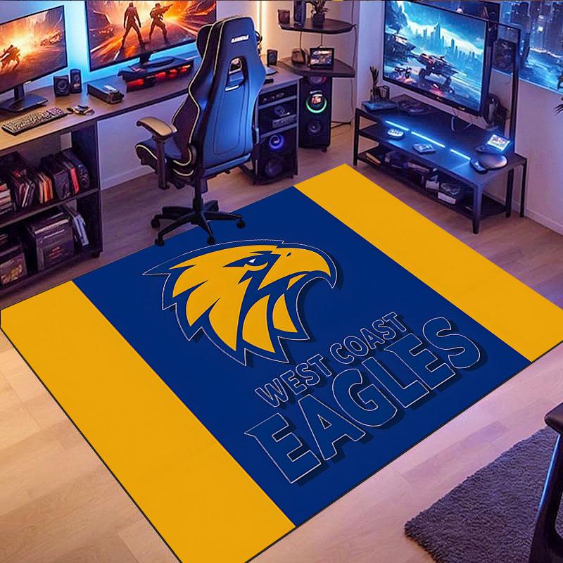 West Coast Eagles Logo Rug, Non-slip Rug, Suitable for Living Room, Bedroom, Game Room, Computer Room and Home Décor.