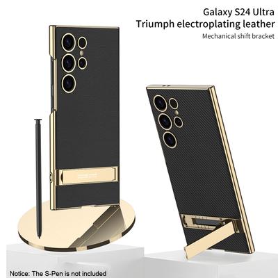 Für Samsung Galaxy S24 S23 Ultra 5G Hülle GKK Triumph Ultradünn Galvanisiert Plain Leder Ständer Abdeckung
