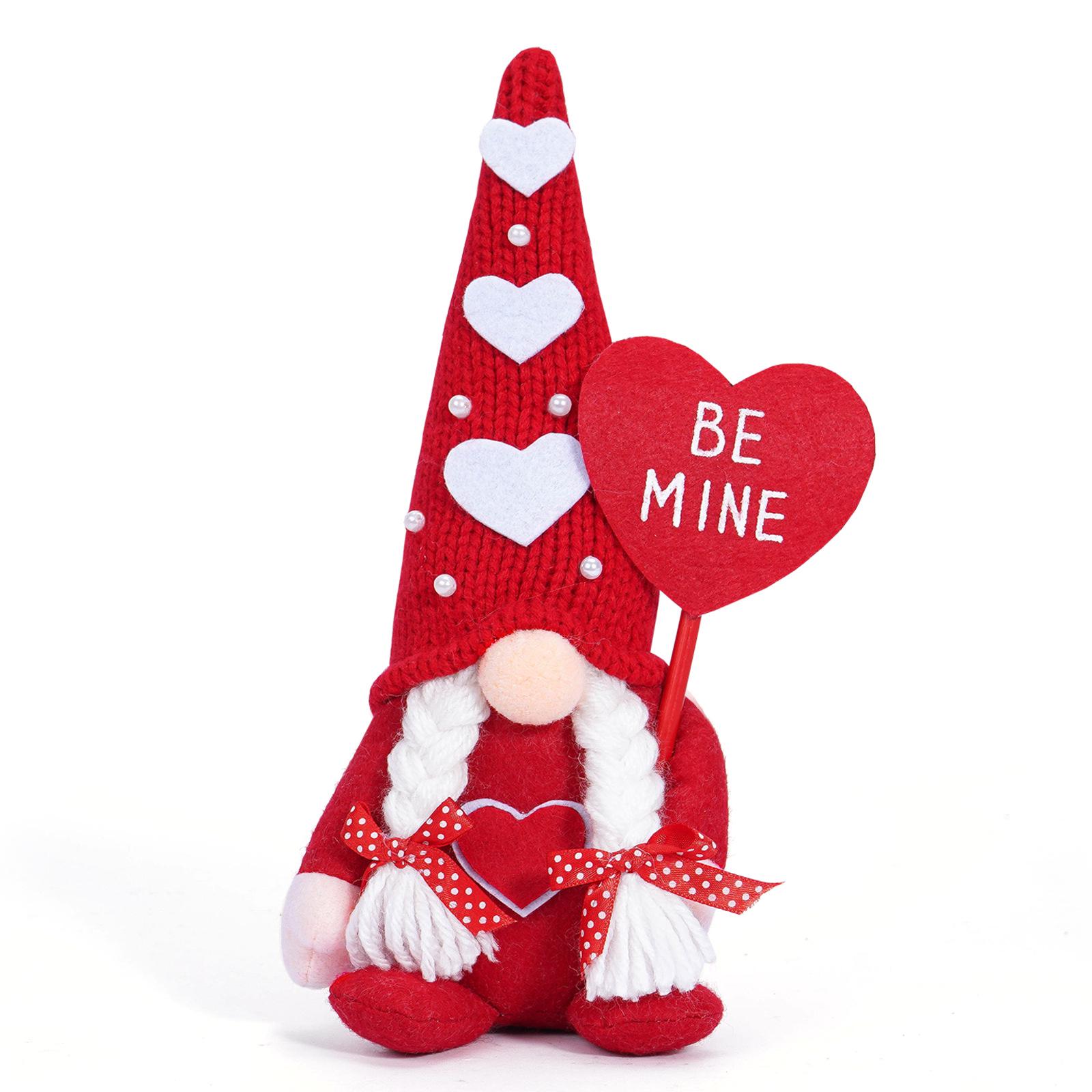 Valentine s Heart-Shaped Faceless Doll: Cute Rudolph Gnome Ornament