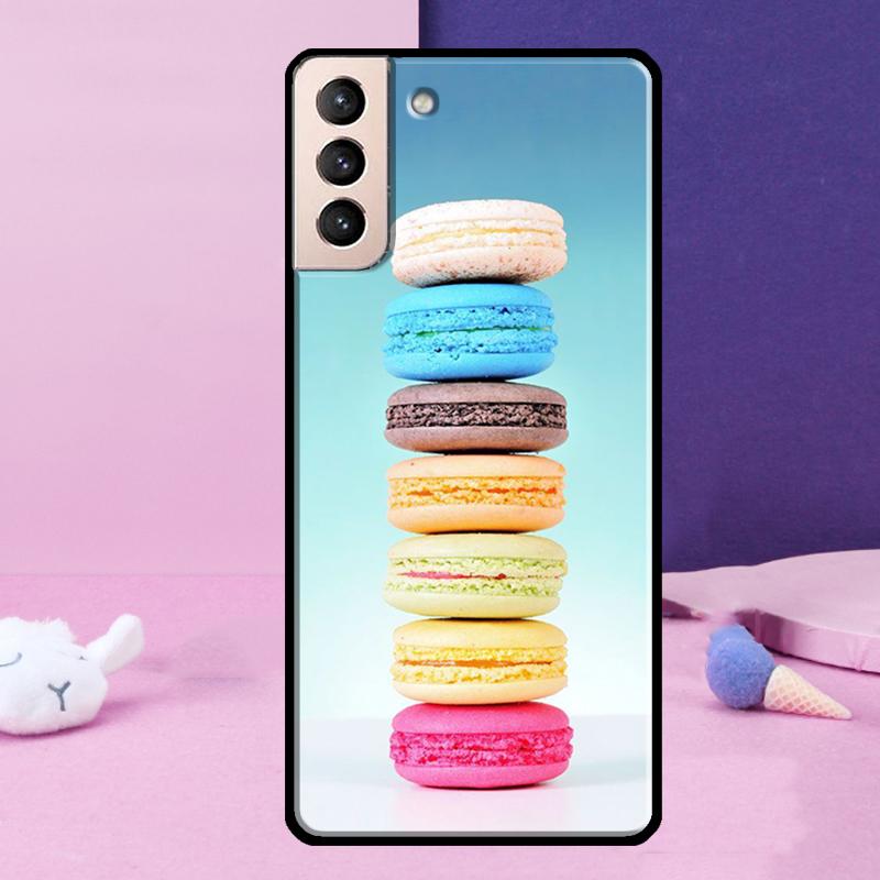 Macarons Cake Dessert Phone Case For Samsung Galaxy S25 S24 Ultra S9 S10 S20 S21 S22 Plus S23 FE S24 FE Cover